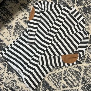 Gray and White Striped Cardigan M